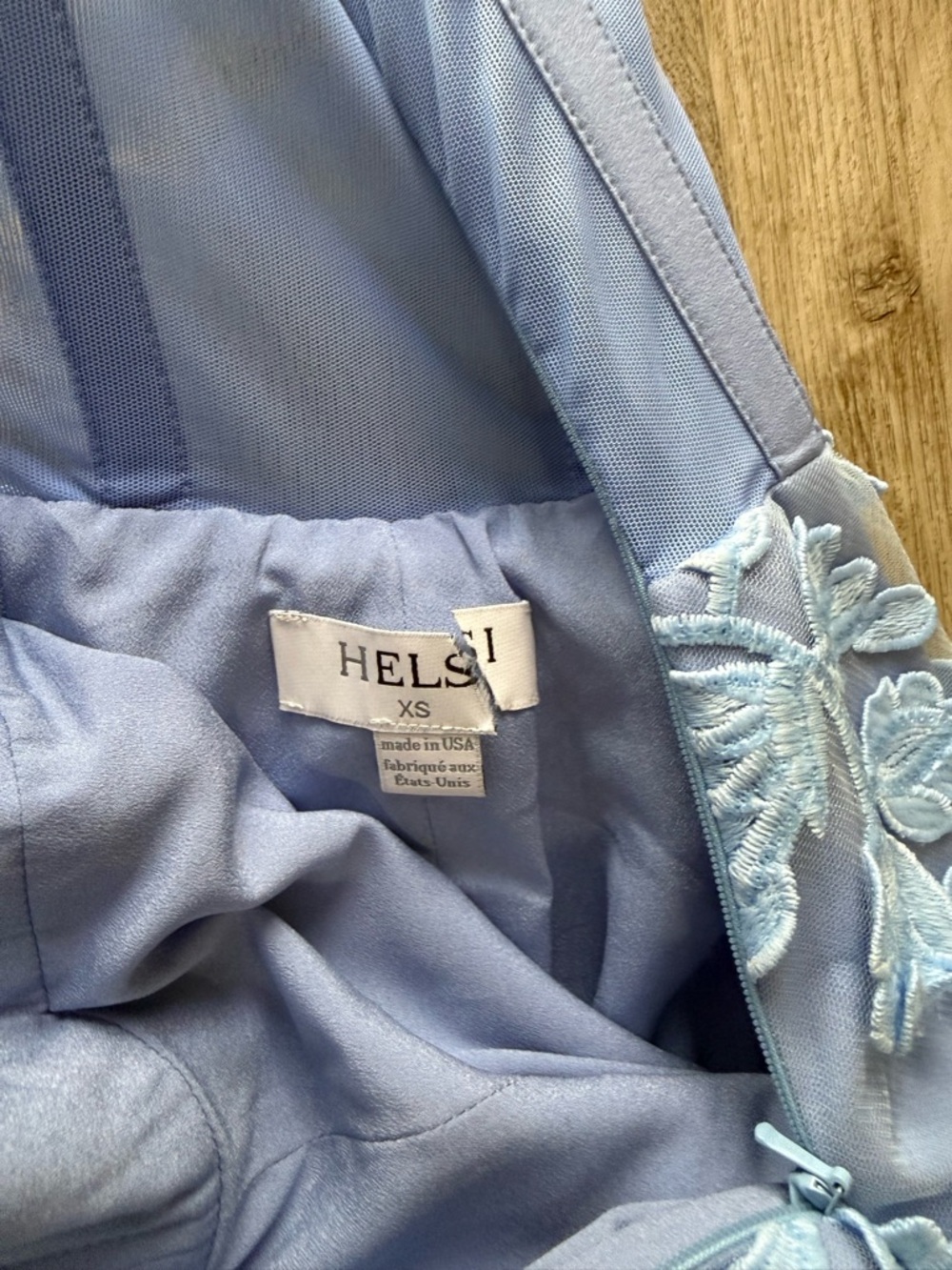 helsi florence blue 3d floral embroidered strapless midi sun dress size XS NEW - Picture 5 of 5